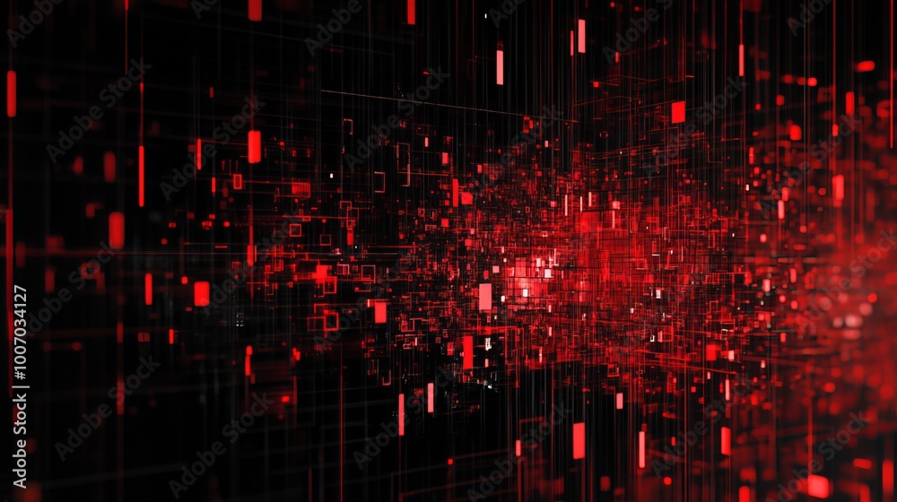 Design Technology Bitmap Abstract digital imagery with a black and red minimal background ...