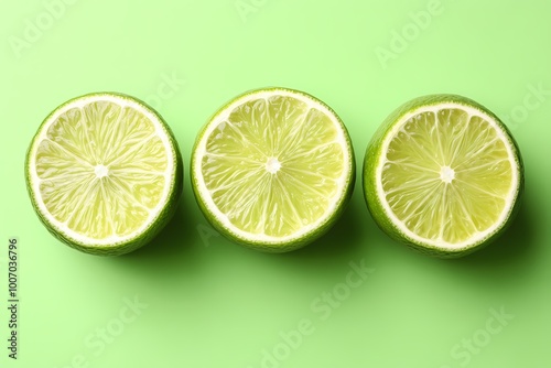 Vibrant Lime Green Background with Lime Halves