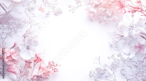 A delicate floral border in soft pastel colors, beautifully framing space for elegant wedding details. The gentle design exudes romance and sophistication, perfect for invitations or wedding decor.