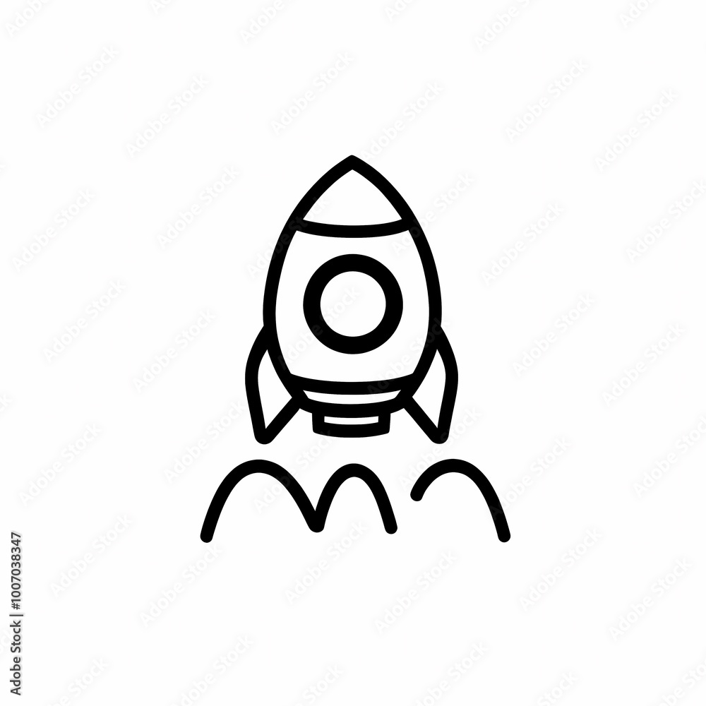 Simple Line Illustration of a Spaceship Landing Simple Line Illustration of a Spaceship Landing
