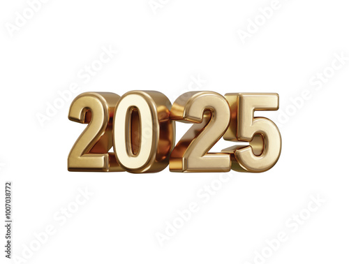 2025 New Year golden number, Extend Warm Wishes for a Happy New Year and Merry Christmas with this golden number design 3d rendering vector illustration