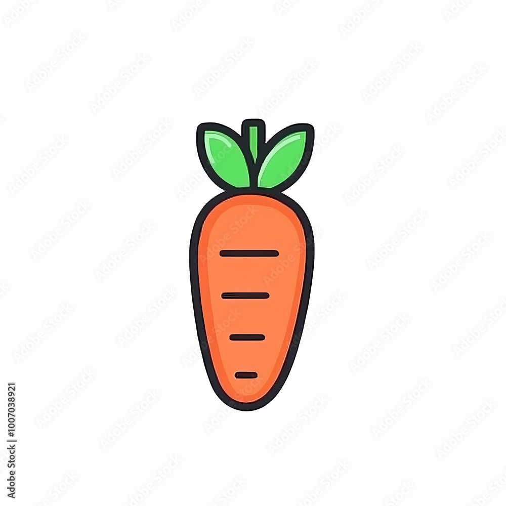Simple Hand Drawn Carrot with Green Leafy Top Simple Hand Drawn Carrot with Green Leafy Top