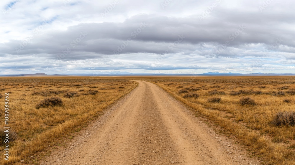 A winding dirt path cuts through a vast desert landscape, flanked by sparse shrubs and low vegetation. The trail leads into the horizon, evoking a sense of adventure and isolation A winding dirt path cuts through a vast desert landscape, flanked by sparse shrubs and low vegetation. The trail leads into the horizon, evoking a sense of adventure and isolation