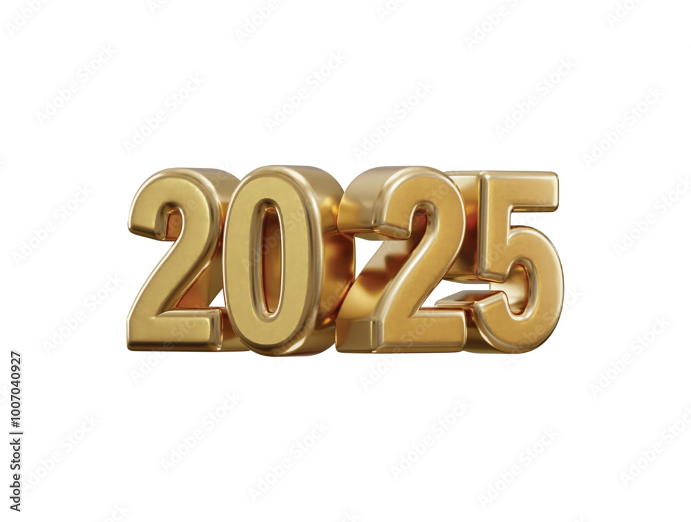 2025 New Year golden number, Extend Warm Wishes for a Happy New Year and Merry Christmas with this golden number design 3d rendering vector illustration