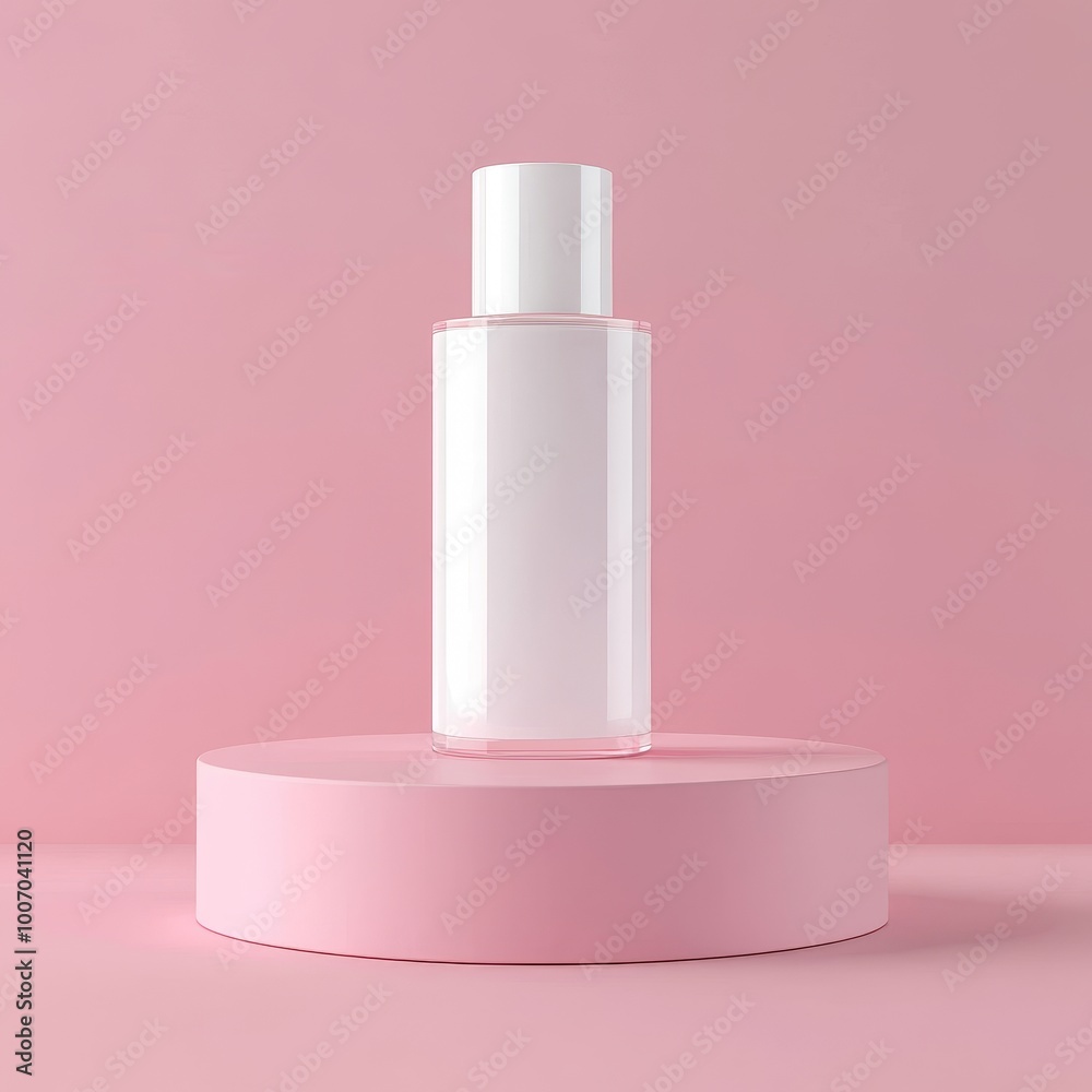 3d render of cosmetic bottle on pink background. Beauty product display. 3d render of cosmetic bottle on pink background. Beauty product display.