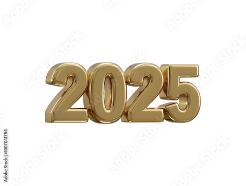 2025 New Year golden number, Extend Warm Wishes for a Happy New Year and Merry Christmas with this golden number design 3d rendering vector illustration