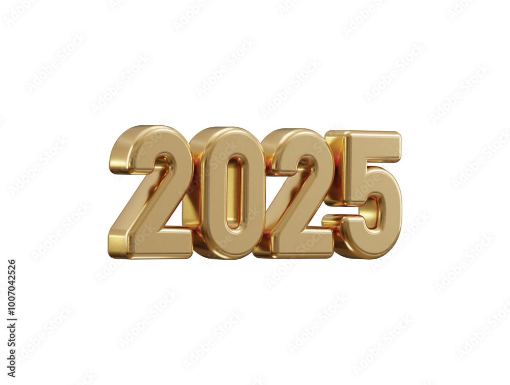 2025 New Year golden number, Extend Warm Wishes for a Happy New Year and Merry Christmas with this golden number design 3d rendering vector illustration