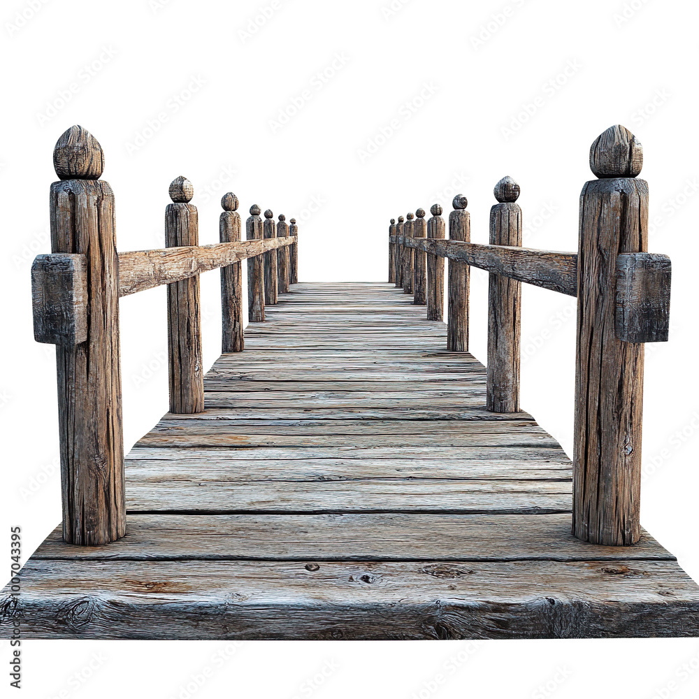 Obraz premium Beautiful wooden pier isolated on transparent background