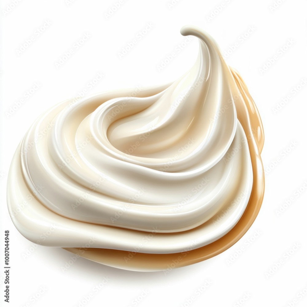 Swirling Cream with Caramel Drizzle Isolated on White Background. Generative ai Swirling Cream with Caramel Drizzle Isolated on White Background. Generative ai