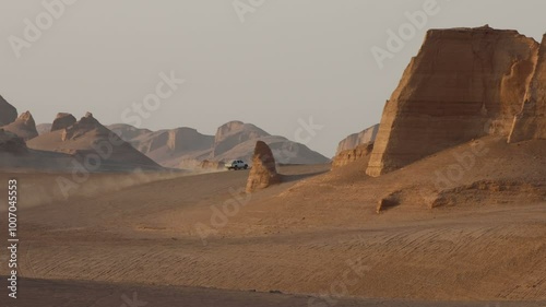A vehicle doing a 4x4 jeep safari in the desert off road