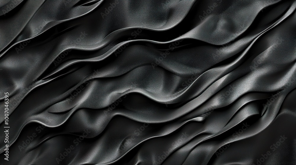 Obraz premium Textured Black Fabric with Flowing Waves
