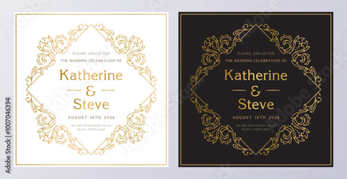 Frame for invitation in modern vintage style. Frame template for cards, posters, banners