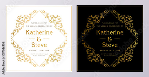 Frame for invitation in modern vintage style. Frame template for cards, posters, banners