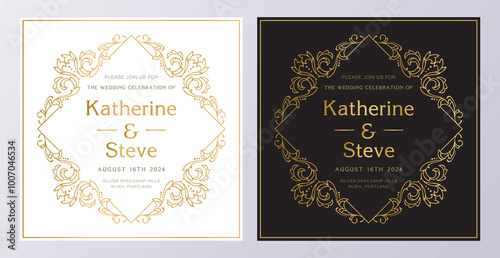 Frame for invitation in modern vintage style. Frame template for cards, posters, banners