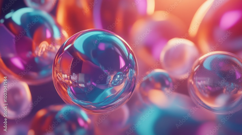 Abstract Close-up of Iridescent Spheres with Blurred Background