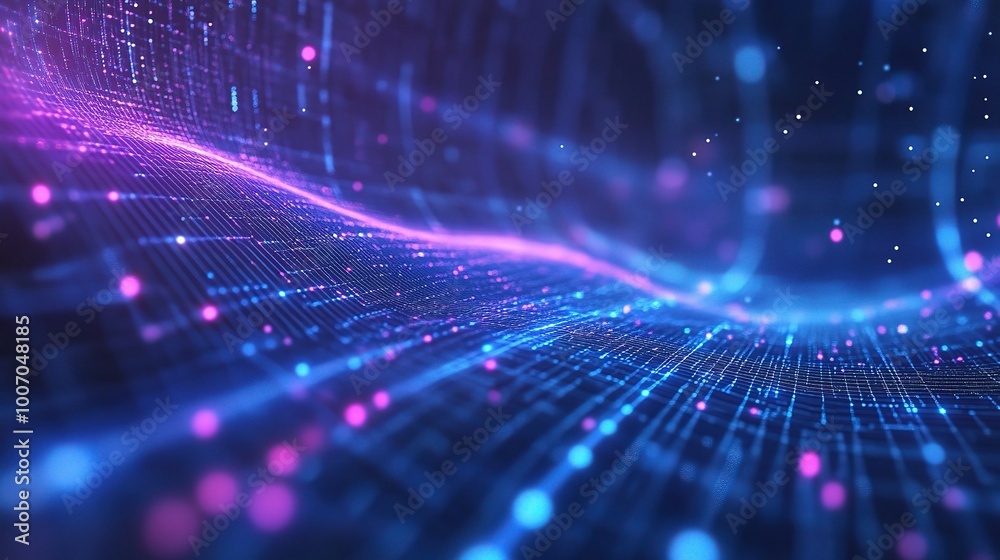Colorful Abstract Wave with Glowing Particles Colorful Abstract Wave with Glowing Particles