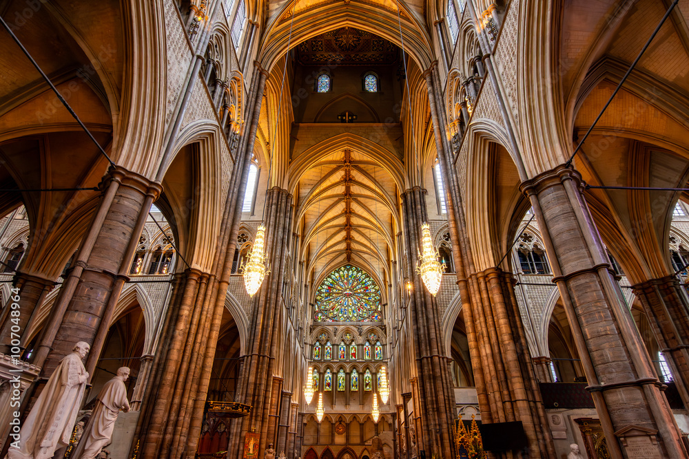 Interiors of Westminster Abbey, London, UK