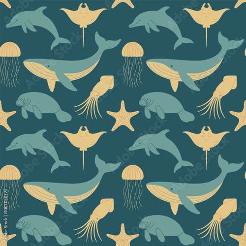 This image is a vector flat art seamless pattern.