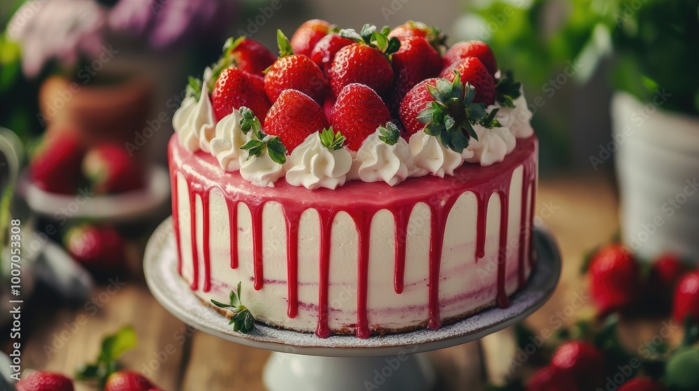 cake with strawberry cake with strawberry