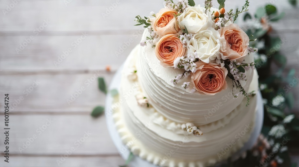 wedding cake with flowers