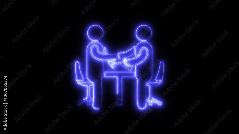 Job Interview Outline Icon in HD Video Neon Animation – Career and Employment Symbol for Recruitment, Hiring, and Professional Conversations on Black Background Job Interview Outline Icon in HD Video Neon Animation – Career and Employment Symbol for Recruitment, Hiring, and Professional Conversations on Black Background
