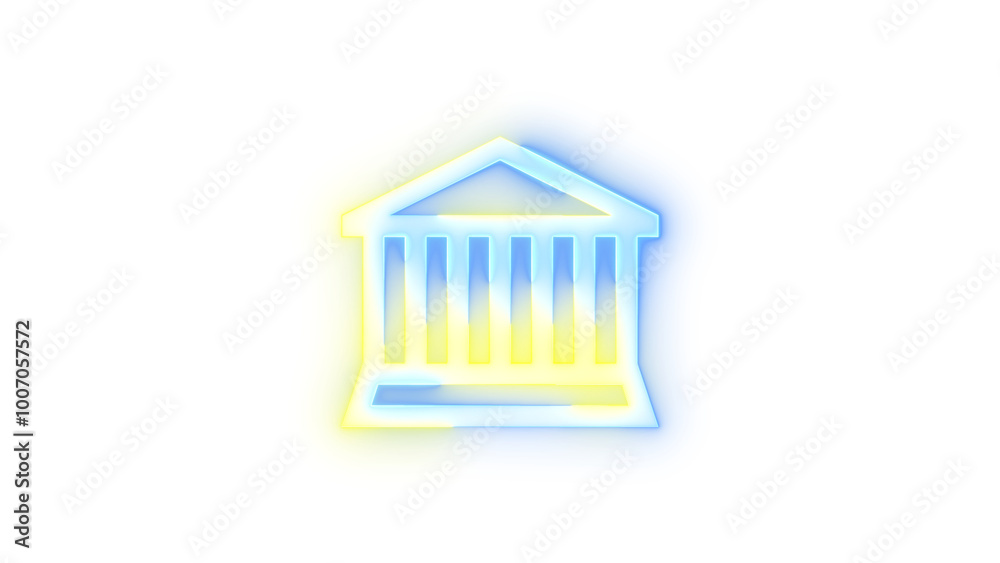 Neon icon bank symbol transparent background Neon icon bank symbol transparent background