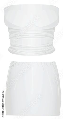 Off shoulder top and mini skirt. vector illustration