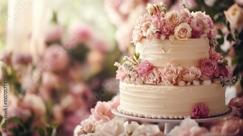 wedding cake with flowers