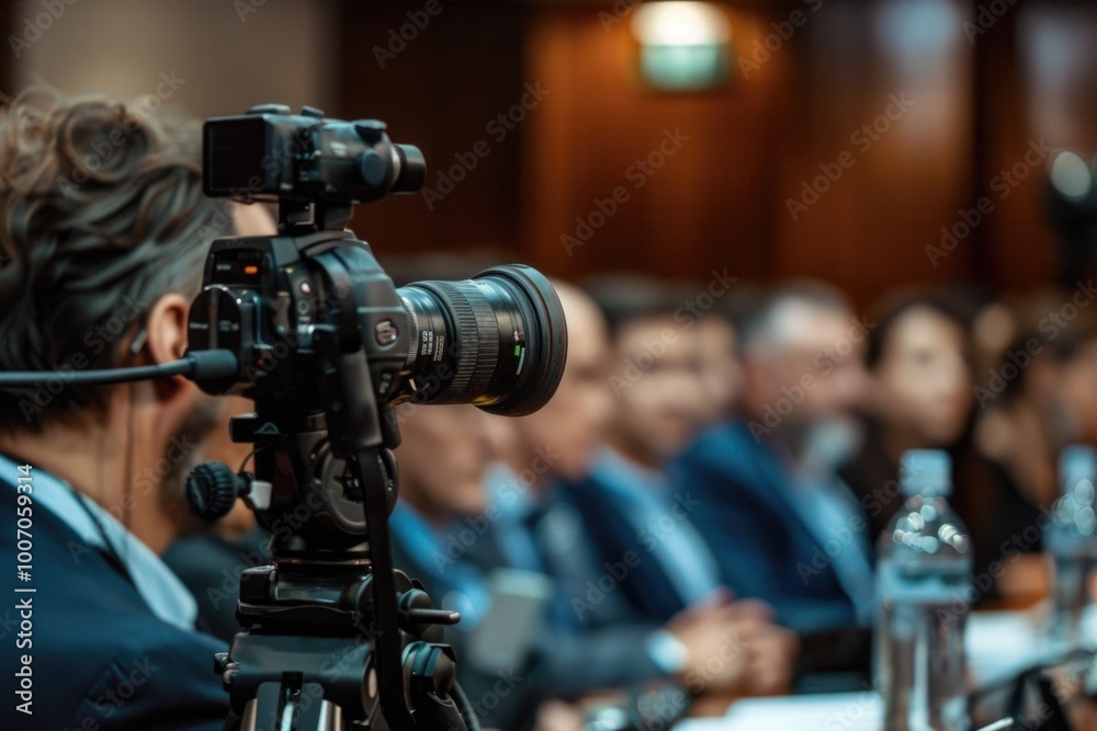 A person wearing a business suit sits in front of a camera, ready for an interview or presentation A person wearing a business suit sits in front of a camera, ready for an interview or presentation