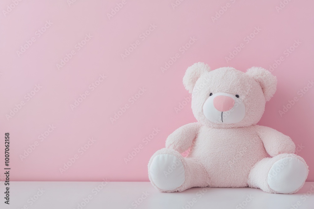 Valentine's Day Pillow Mockup in a Charming Children's Room with Pink Wallpaper Background