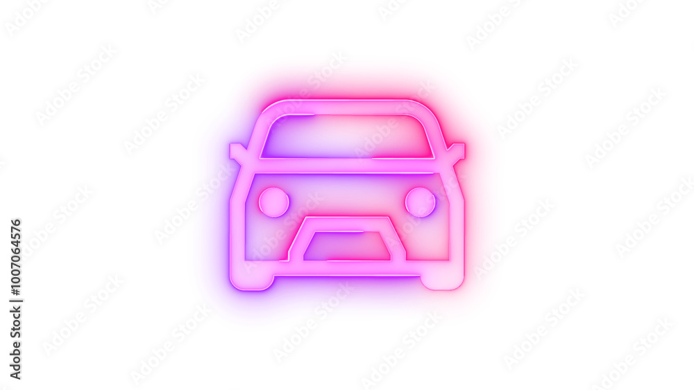 Neon icon car symbol transparent background Neon icon car symbol transparent background