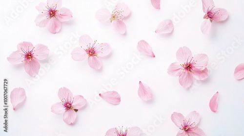 Wallpaper Mural Delicate Pink Flower Petals on White Background Torontodigital.ca