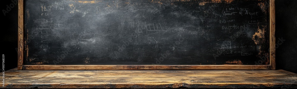 Blackboard with writing on it in a room Blackboard with writing on it in a room