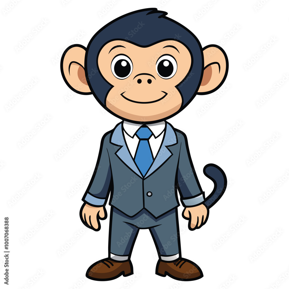 Manager Monkey Cute Cartoon Illustration Manager Monkey Cute Cartoon Illustration