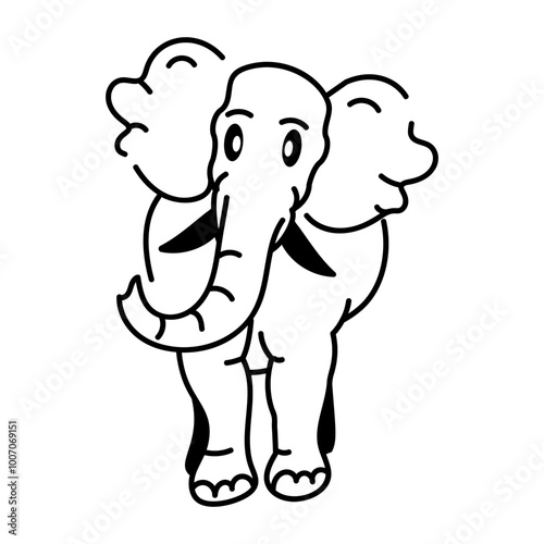 A hand drawn icon of elephant trunk 