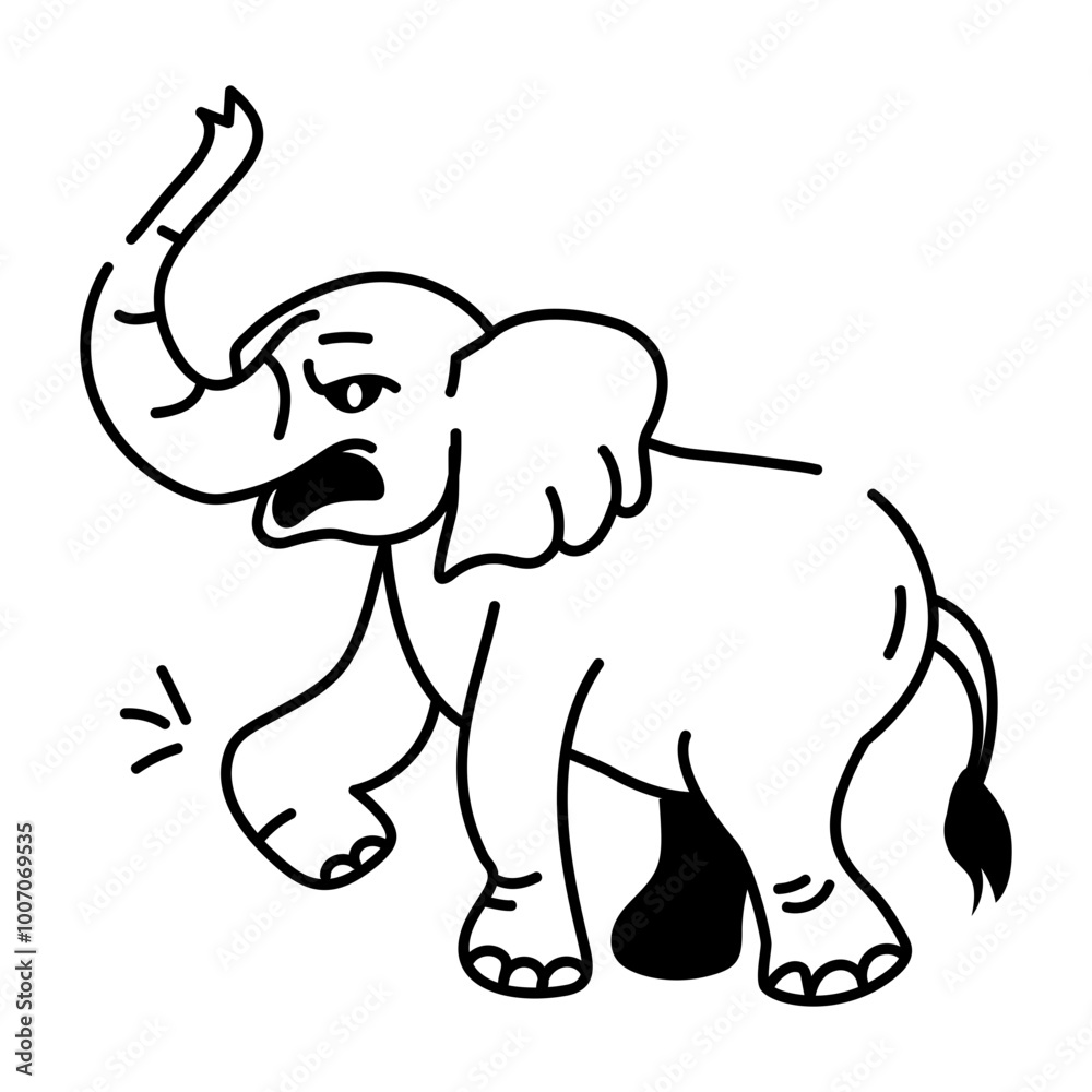 Obraz premium Hand drawn icon of mad elephant 