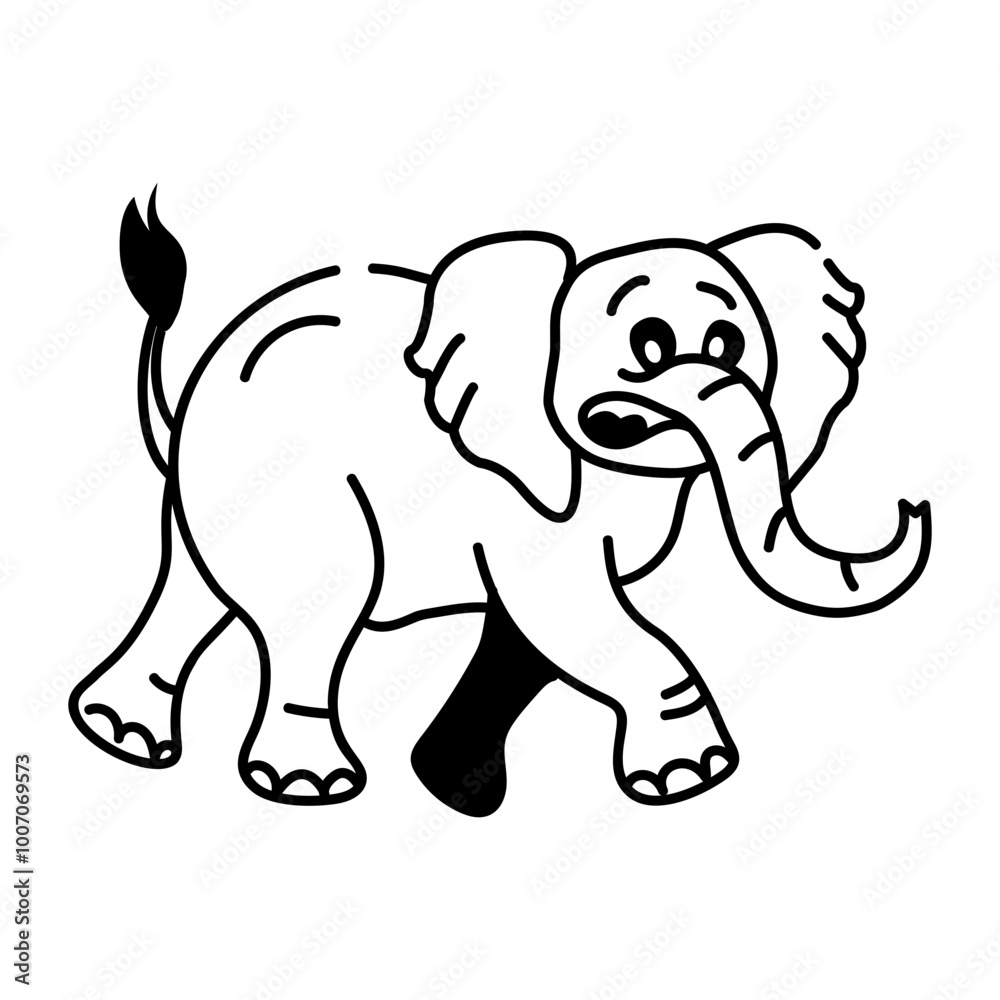Obraz premium Doodle icon of cute elephant crying 
