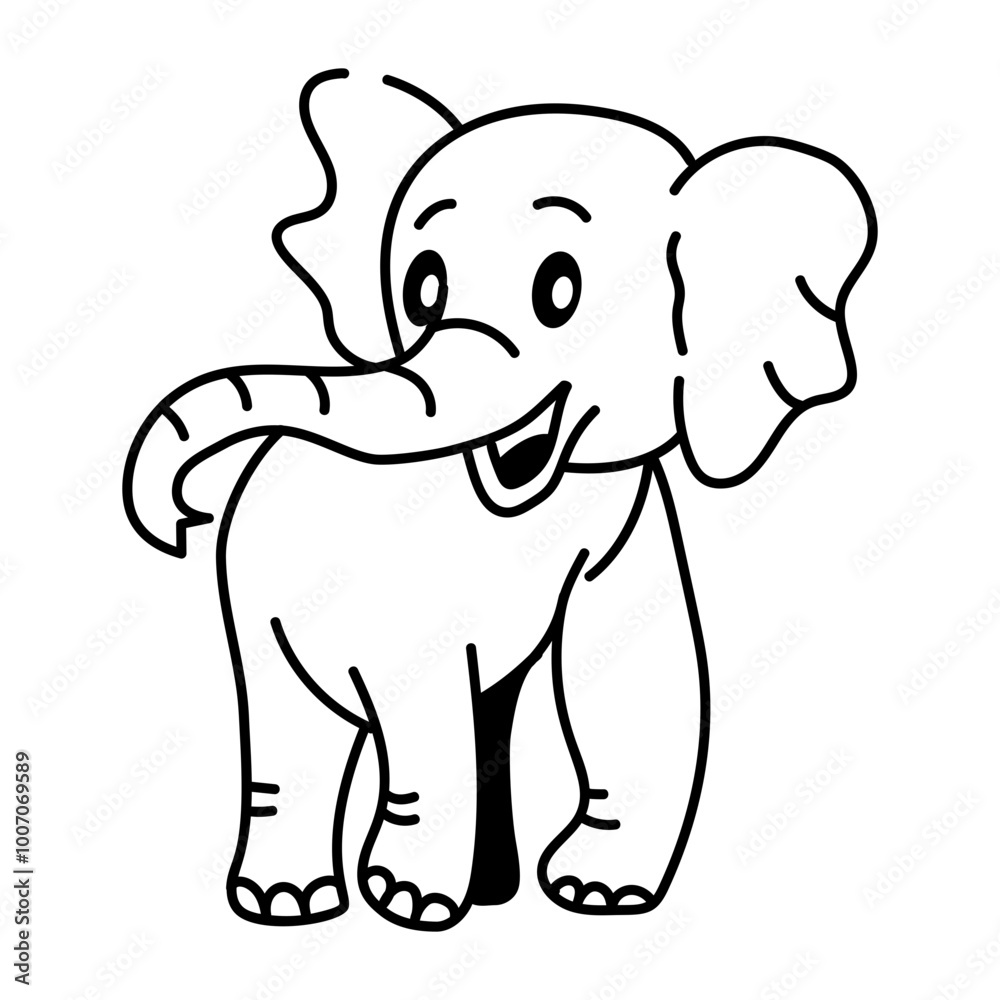 Fototapeta premium Joyful elephant icon designed in doodle style 
