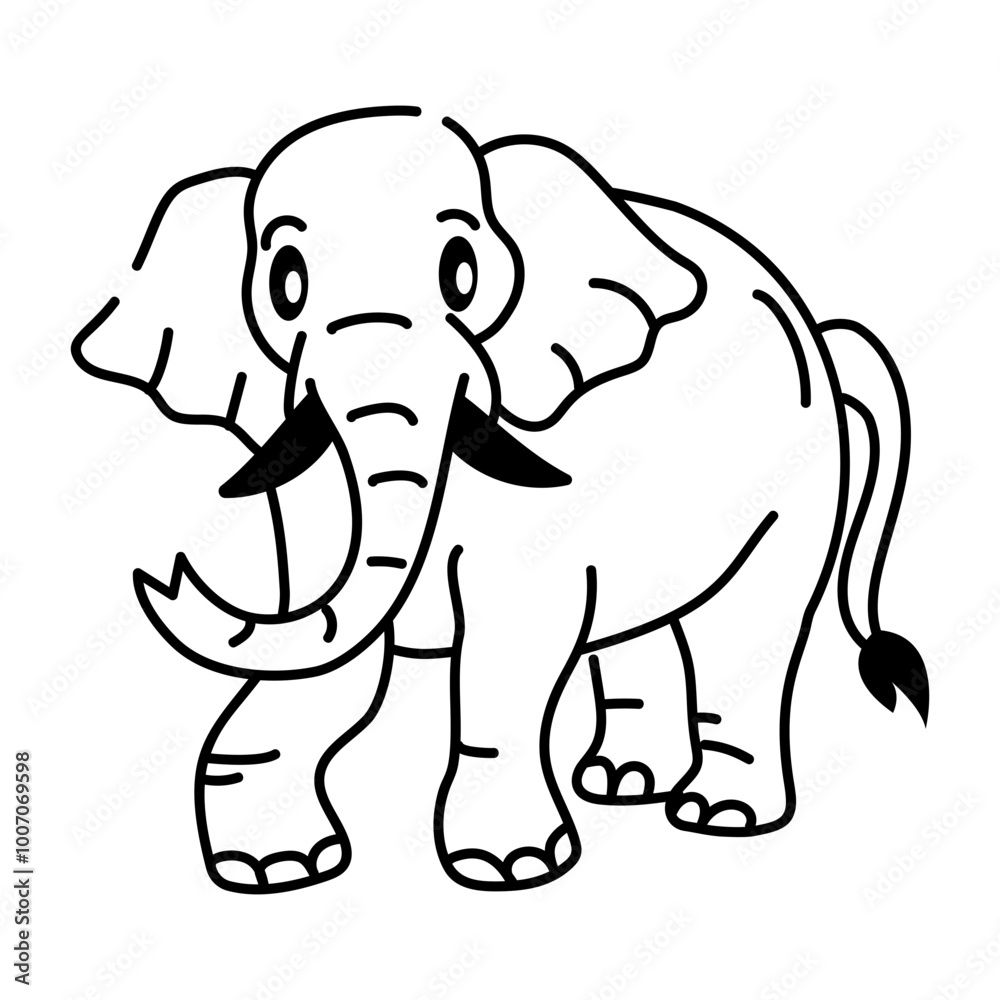 Hand drawn icon of big elephant Hand drawn icon of big elephant