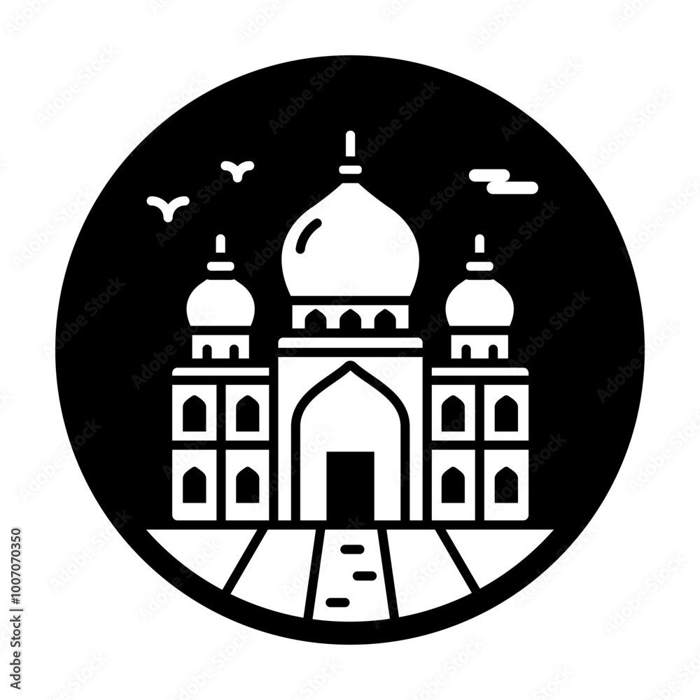 Taj mahal icon in filled style Taj mahal icon in filled style