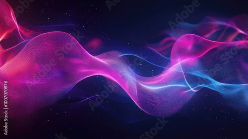 Electric Glow: Futuristic Abstract Design with Neon Waves of Pink and Blue on Dark Background