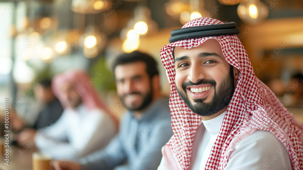 Obraz premium Smiling Arab man in national dress
