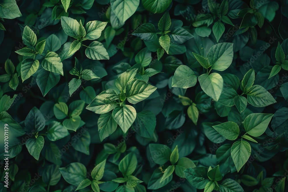 A detailed shot of a cluster of green leaves A detailed shot of a cluster of green leaves