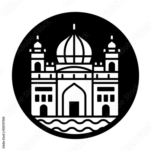 Golden temple icon in filled style