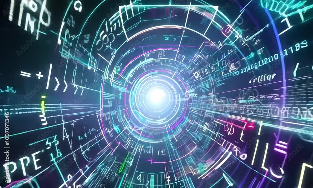 Traveling through a tunnel of complex calculations, formulas, and graphs Traveling through a tunnel of complex calculations, formulas, and graphs