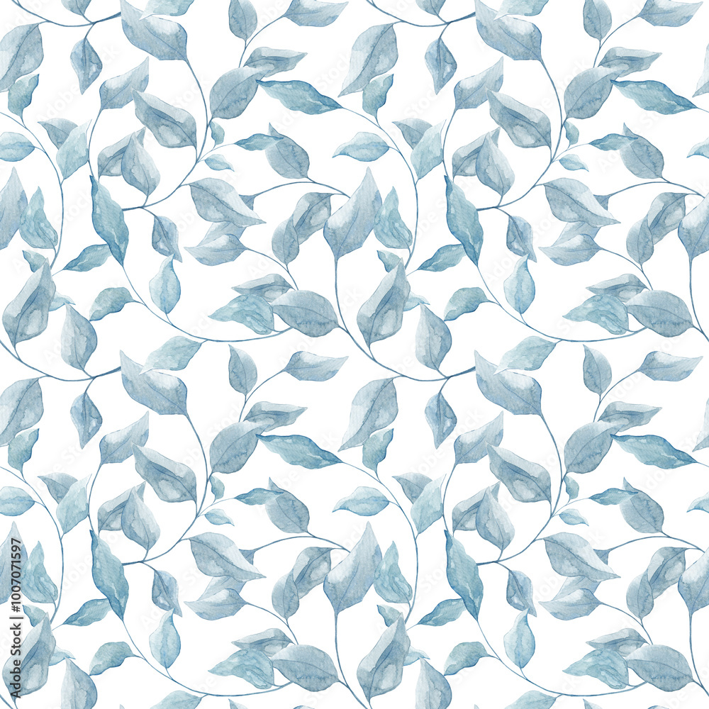 Floral pattern. Seamless print. Blue floral branches. Print for fabric. Wallpaper. Interior. Floral seamless pattern. Abstraction. Scrubbooking. Floral pattern. Seamless print. Blue floral branches. Print for fabric. Wallpaper. Interior. Floral seamless pattern. Abstraction. Scrubbooking.
