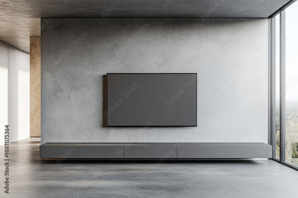Minimalist Living Space with Modern TV Unit and Industrial Decor Minimalist Living Space with Modern TV Unit and Industrial Decor