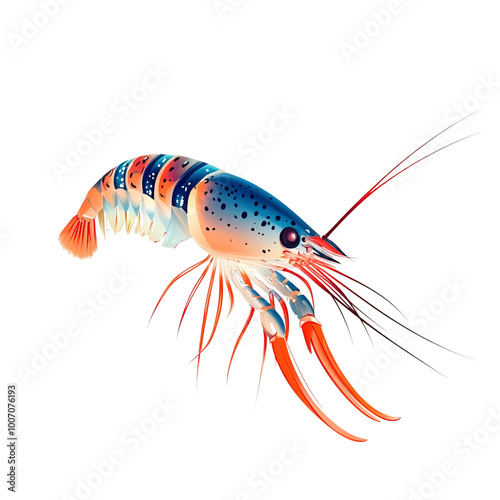 Wallpaper Mural A manta shrimp with its colorful body and strong claws isolated on a solid white background Torontodigital.ca