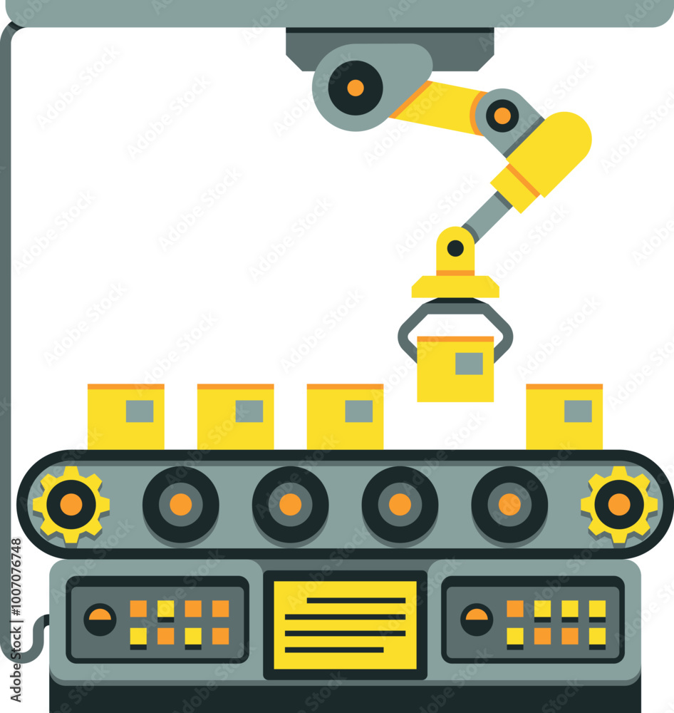 Fototapeta premium Assembly line on automatic factory. Industrial production concept