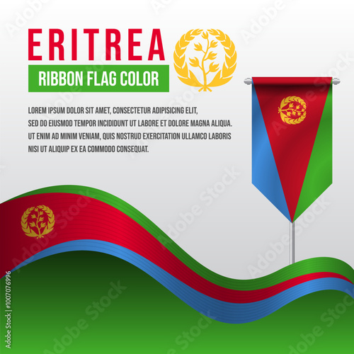 Eritrea ribbon flag with Pennant flag and decoration photo